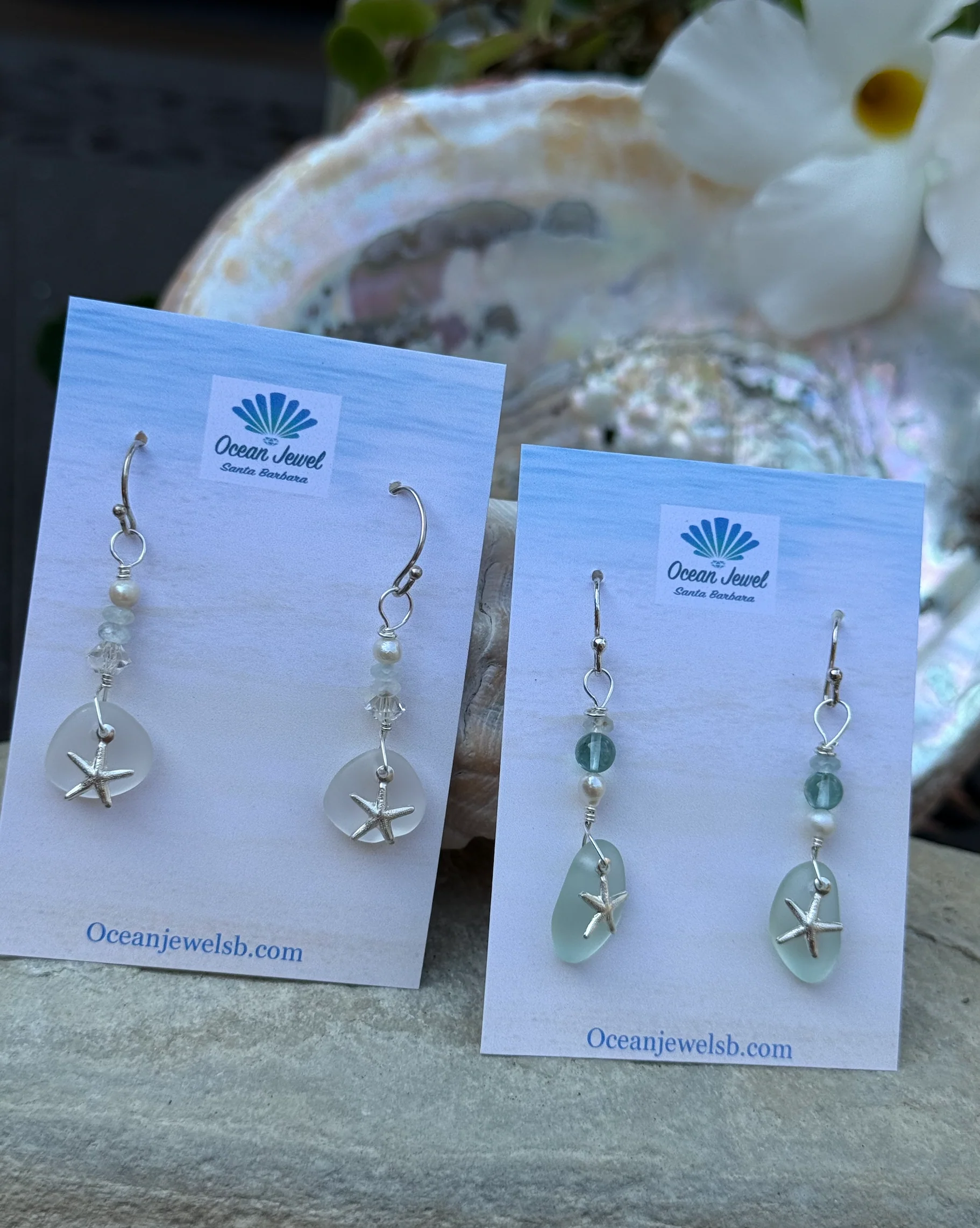 Calming Seaglass and Starfish Earrings - Image 3